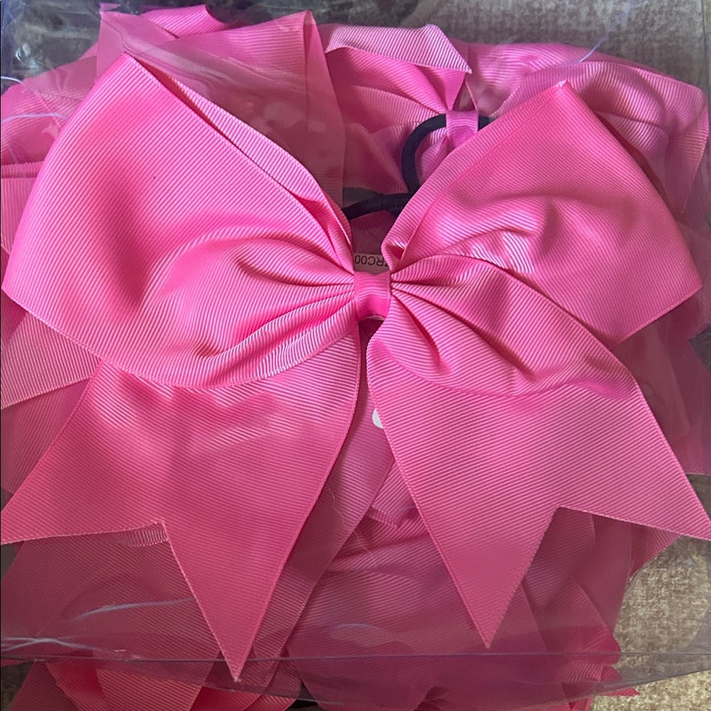 Large Pink hair tie bow-set of 20